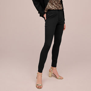 Black Fly Fasten Jersey Denim Leggings