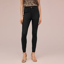 Load image into Gallery viewer, Black Fly Fasten Jersey Denim Leggings
