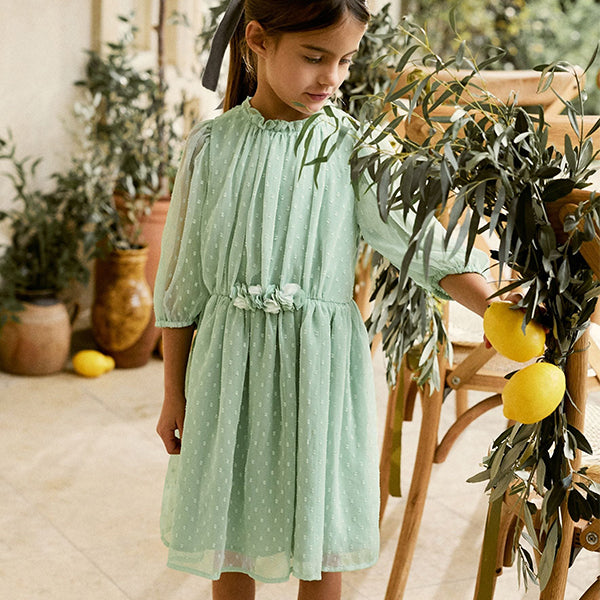 corsage for mint green dress Mint Green Chiffon Corsage Dress (3-11yrs)