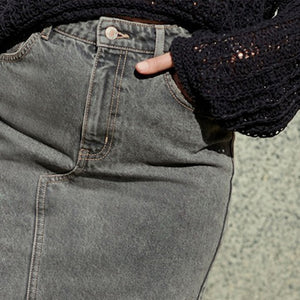 Grey Maxi Denim 100% Cotton Skirt