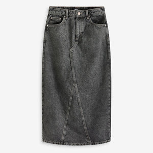 Grey Maxi Denim 100% Cotton Skirt