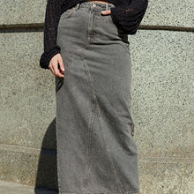 Load image into Gallery viewer, Grey Maxi Denim 100% Cotton Skirt
