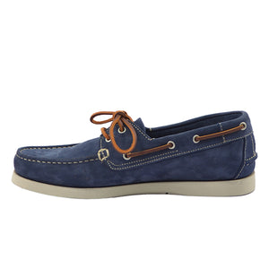 Men's Boat Shoes Grip Sole Nubuck Leather Blue