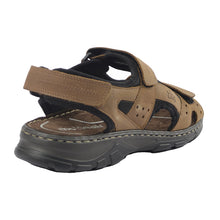 Load image into Gallery viewer, Men&#39;s sandals with velcro brown leather upper
