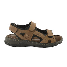 Load image into Gallery viewer, Men&#39;s sandals with velcro brown leather upper
