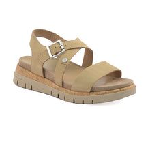 Load image into Gallery viewer, Women&#39;s sandals mid-high sole beige leather
