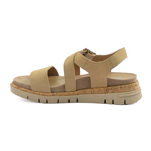 Women's sandals mid-high sole beige leather