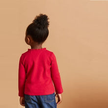 Load image into Gallery viewer, Red Brushed Pointelle Top (3mths-6yrs)
