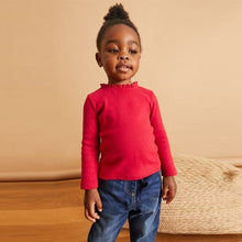 Load image into Gallery viewer, Red Brushed Pointelle Top (3mths-6yrs)
