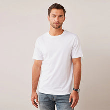 Load image into Gallery viewer, White Regular Fit Essential 100% Cotton Crew Neck T-Shirt

