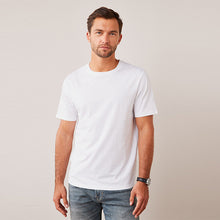 Load image into Gallery viewer, White Regular Fit Essential 100% Cotton Crew Neck T-Shirt
