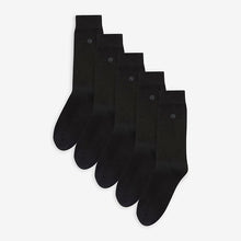 Load image into Gallery viewer, Black 5 Pack Cushioned Sole Comfort Socks
