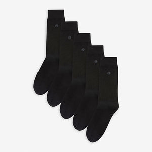 Black 5 Pack Cushioned Sole Comfort Socks