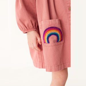 Pink Rainbow Pocket Cotton Shirt Dress (3mths-6yrs)