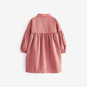 Pink Rainbow Pocket Cotton Shirt Dress (3mths-6yrs)