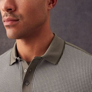 Brown Micro Print Polo Shirt