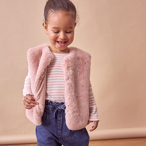 Pink Faux Fur Gilet (3mths-5yrs)