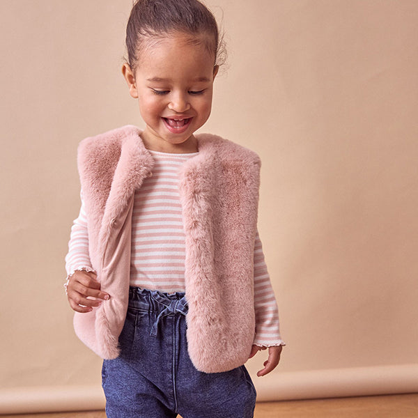 Pink Faux Fur Gilet (3mths-5yrs)
