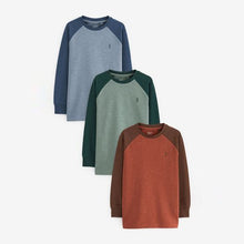 Load image into Gallery viewer, Brown/Blue/Green Tonal Raglan T-Shirt 3 Pack (3-12yrs)
