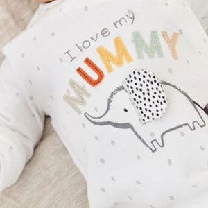 Mummy Elephant Single Baby Sleepsuit (0-12mths)