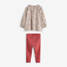 Load image into Gallery viewer, Orange Floral Blouse And Leggings Set (3mths-7yrs)
