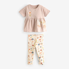 Load image into Gallery viewer, Pink Pretty Mouse Short Sleeve Peplum 100% Cotton Top and Leggings Set (6mths-6yrs)
