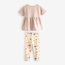 Load image into Gallery viewer, Pink Pretty Mouse Short Sleeve Peplum 100% Cotton Top and Leggings Set (6mths-6yrs)
