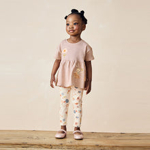Load image into Gallery viewer, Pink Pretty Mouse Short Sleeve Peplum 100% Cotton Top and Leggings Set (6mths-6yrs)
