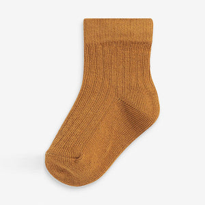 Rust Brown Baby Rib Socks 7 Packs (0mths-2yrs)