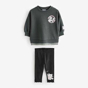 Charcoal Grey Disney 101 Dalmations Long Sleeve 100% Cotton Top And Leggings Set (3mths-6yrs)