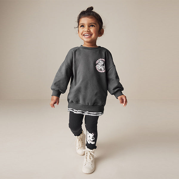 Charcoal Grey Disney 101 Dalmations Long Sleeve 100% Cotton Top And Leggings Set (3mths-6yrs)
