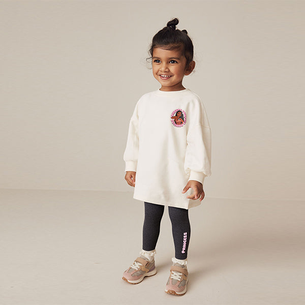 Ecru White Disney Princess Long Sleeve 100% Cotton T-Shirt and Leggings Set (3mths-6yrs)