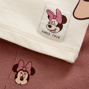 Ecru White Disney Minnie Mouse And Daisy Sequin Long Sleeve 100% Cotton T-Shirt And Leggings Set (9mths-6yrs)