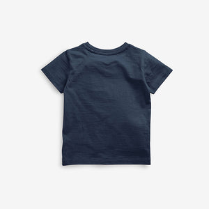 Navy Blue 100% Cotton Short Sleeve Plain T-Shirt (3mths-5yrs)