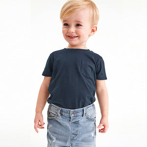 Navy Blue 100% Cotton Short Sleeve Plain T-Shirt (3mths-5yrs)