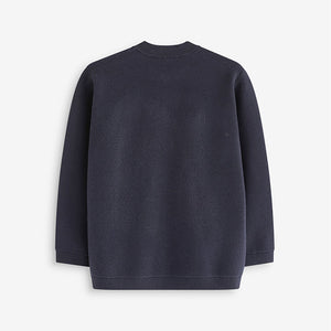 Navy Blue Knitted Zip Through Bomber Cardigan (3-12yrs)