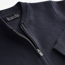 Load image into Gallery viewer, Navy Blue Knitted Zip Through Bomber Cardigan (3-12yrs)
