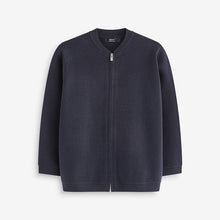Load image into Gallery viewer, Navy Blue Knitted Zip Through Bomber Cardigan (3-12yrs)

