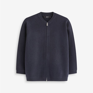 Navy Blue Knitted Zip Through Bomber Cardigan (3-12yrs)