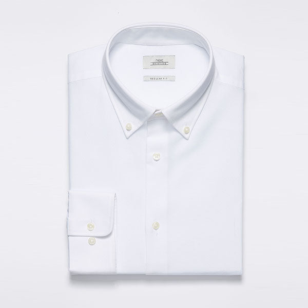 White Slim Fit Single Cuff Easy Care Oxford Shirt