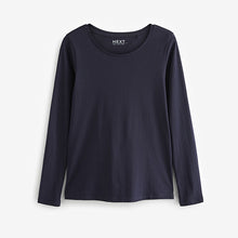 Load image into Gallery viewer, Blue Navy 100% Cotton Long Sleeve Crew Neck Top
