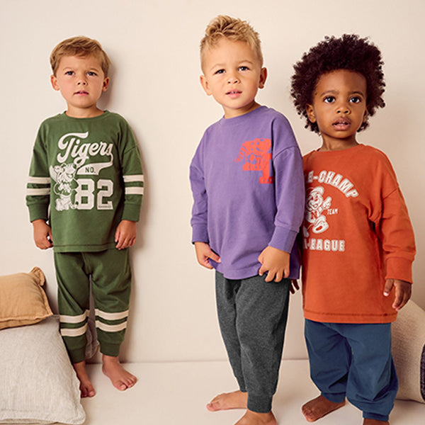 Multi Bright Varsity 3 Pack Oversized Pyjamas (9mths-6yrs)
