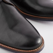 Load image into Gallery viewer, Black Leather Derby Shoes with Navy Contrast Sole
