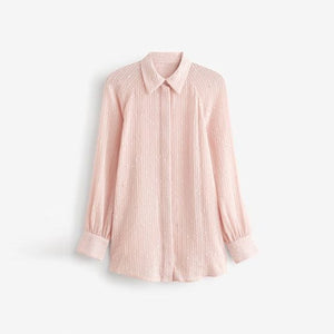 Blush Pink Sequin Long Sleeve Shirt