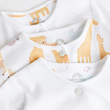 Load image into Gallery viewer, White Animals Baby Delicate Appliqué 100% Cotton Sleepsuits 3 Pack (0-18mths)
