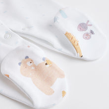 Load image into Gallery viewer, White Animals Baby Delicate Appliqué 100% Cotton Sleepsuits 3 Pack (0-18mths)
