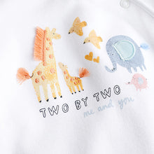Load image into Gallery viewer, White Animals Baby Delicate Appliqué 100% Cotton Sleepsuits 3 Pack (0-18mths)
