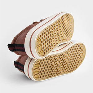 Tan Brown Strap Touch Fastening Shoes