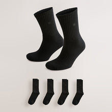 Load image into Gallery viewer, 4 Pack Black Sports Socks
