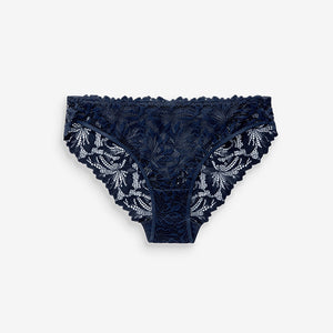 Navy Blue High Leg Comfort Lace Knickers